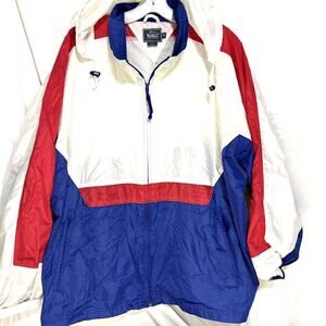 Vintage Woolrich Windbreaker Lightweight Full Zip Jacket Size XL Red Blue RARE